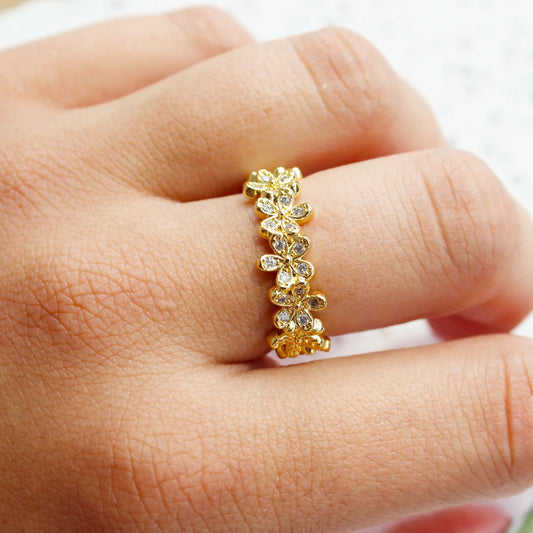 Gold Plated Cubic Zirconia Daisy Ring - Amelia