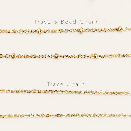 Two types of gold chains on a white background