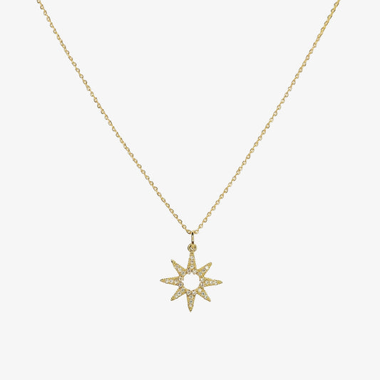 Gold Plated Cubic Zirconia Celestial Star Necklace - Ivy London Studio