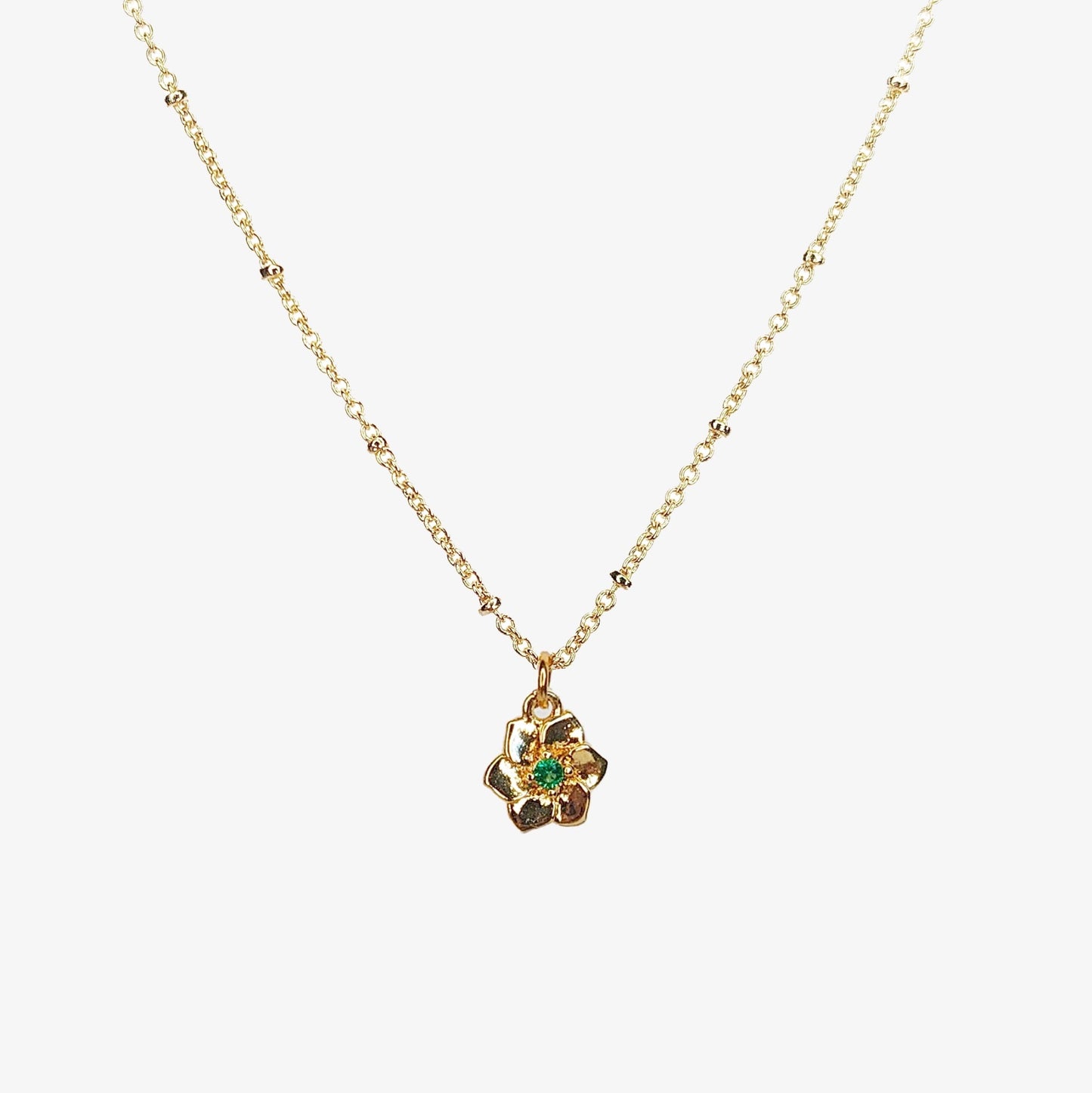Gold Plated Cubic Zirconia Daisy Necklace - Ivy London Studio