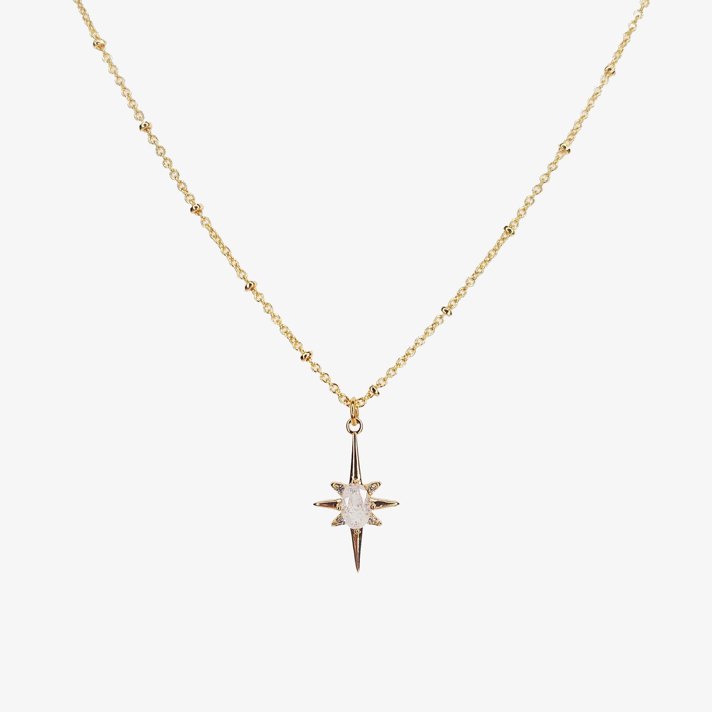 Gold Plated Cubic Zirconia North Star Necklace - Ivy London Studio