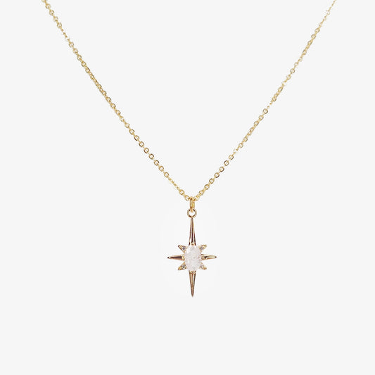 Gold Plated Cubic Zirconia North Star Necklace - Ivy London Studio