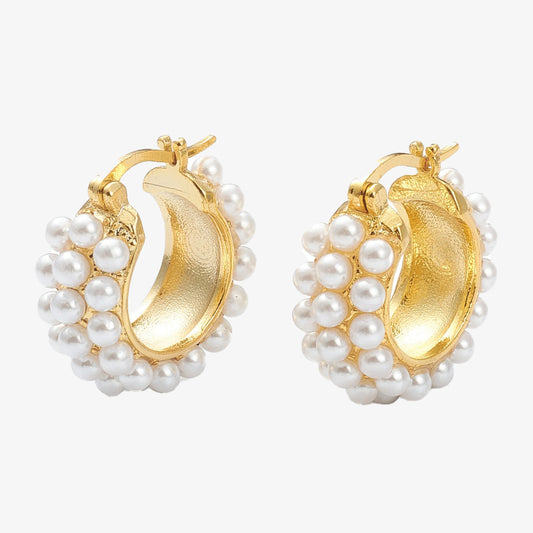 Gold Plated Pearl Earrings - Elena