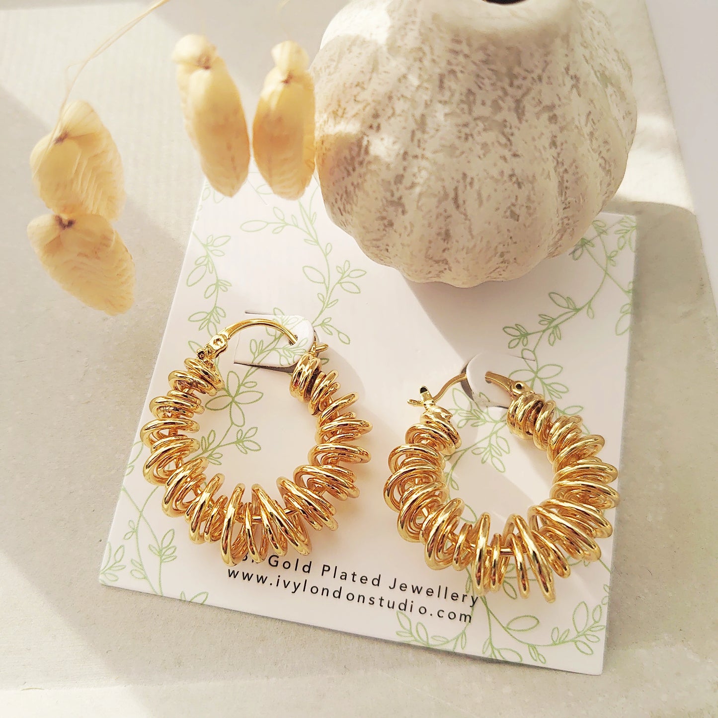 18K gold plated jewellery close-up styled product photography - Ivy London Studio