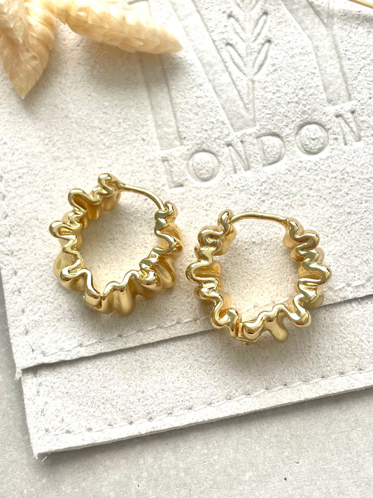 Gold Plated Ripple Earrings - Sara