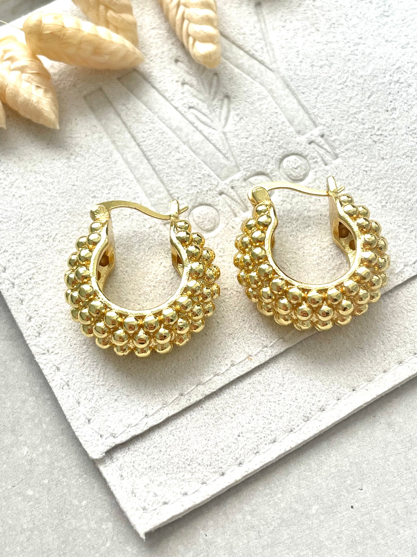 Gold Plated Bubble Texture Earrings - Mia