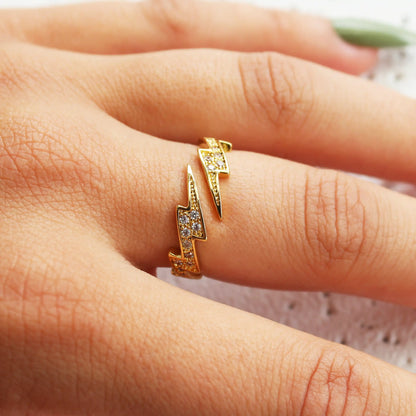 Gold Plated Cubic Zirconia Bolt Ring - Aria