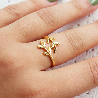 Gold Plated Olive Leaf Ring