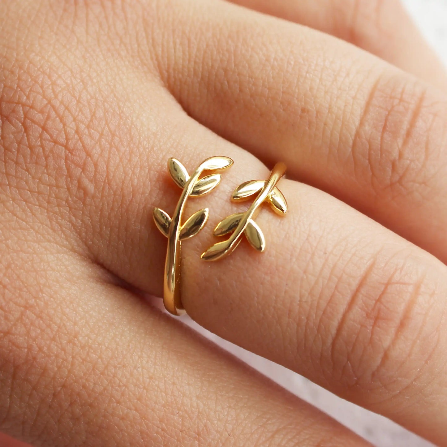 Gold Plated Olive Leaf Ring