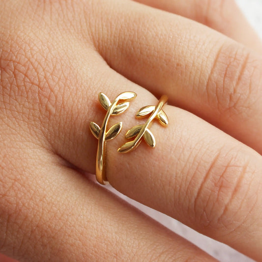 Gold Plated Olive Leaf Ring