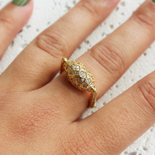 Gold Plated Cubic Zirconia Mosaic Ring