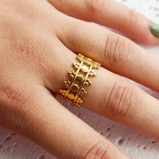 Gold Plated Filigree Ring - Noura