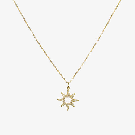 Gold Plated Cubic Zirconia Celestial Star Necklace