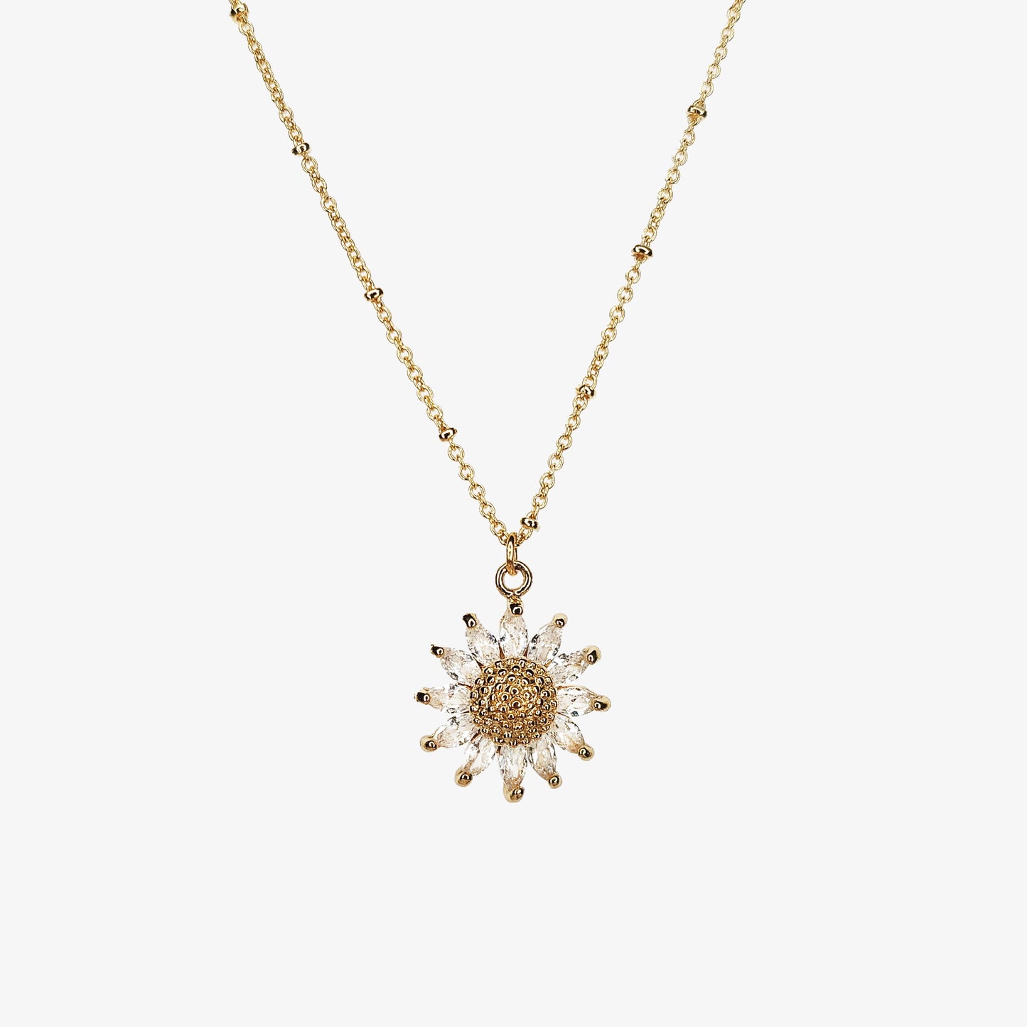 Gold Plated Cubic Zirconia Sunflower Necklace