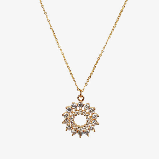 Gold Plated Cubic Zirconia Mandala Necklace