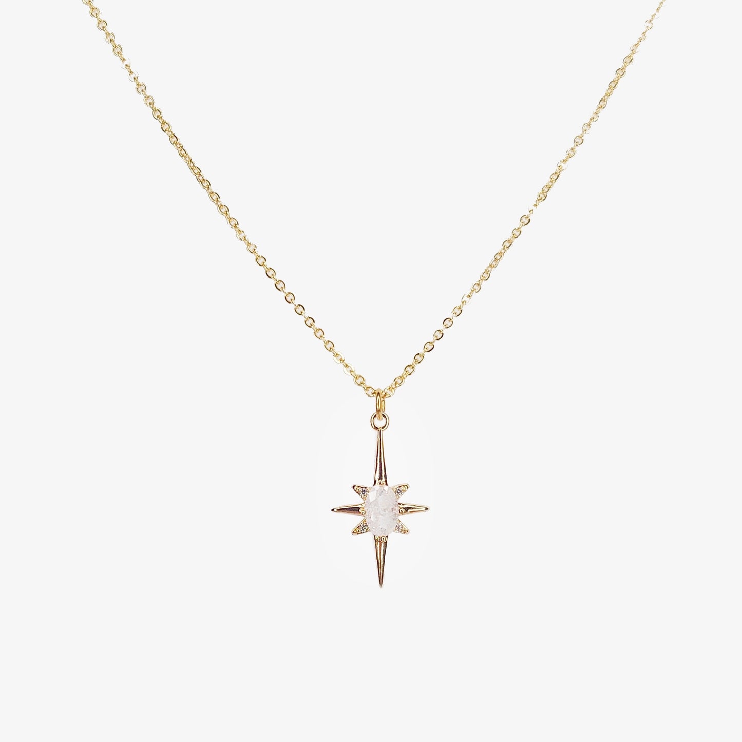 Gold Plated Cubic Zirconia North Star Necklace