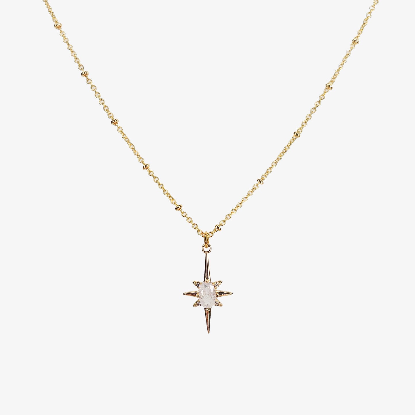 Gold Plated Cubic Zirconia North Star Necklace