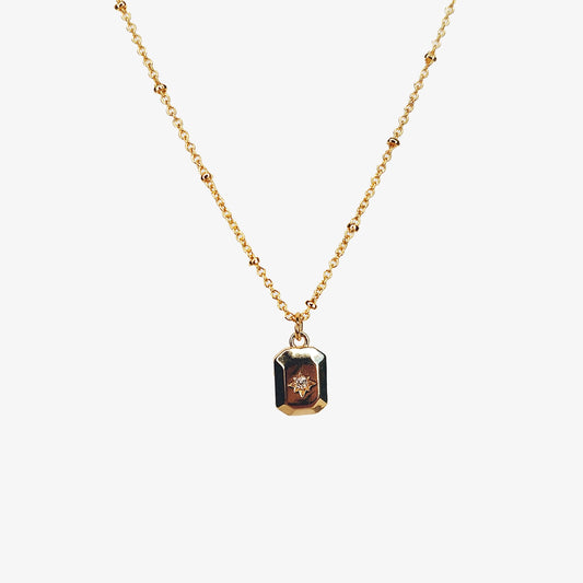 Gold Plated Cubic Zirconia Octagon Star Necklace