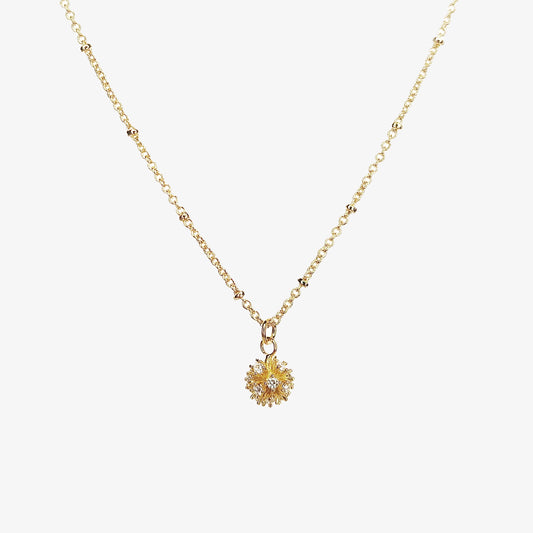 Gold Plated Cubic Zirconia Spike Ball Necklace