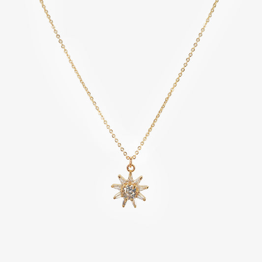 Gold Plated Cubic Zirconia Star Flower Necklace
