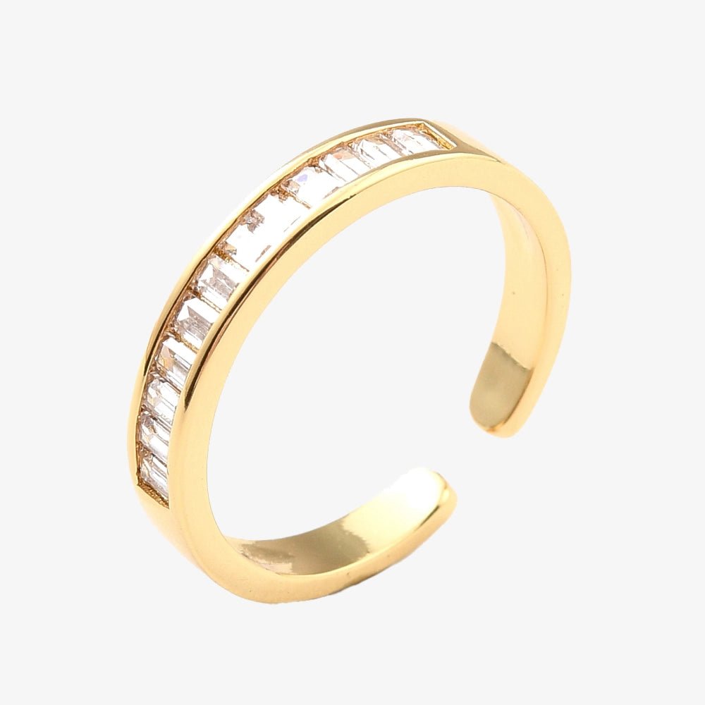 Gold Plated Baguette Encrusted Band Ring - Ivy London Studio