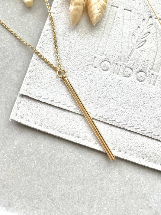 Gold Plated Bar Necklace - Ivy London Studio