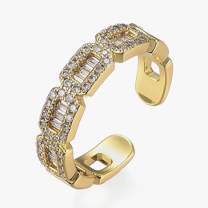 Gold Plated Cubic Zirconia Baguette Ring - Gabriella - Ivy London Studio