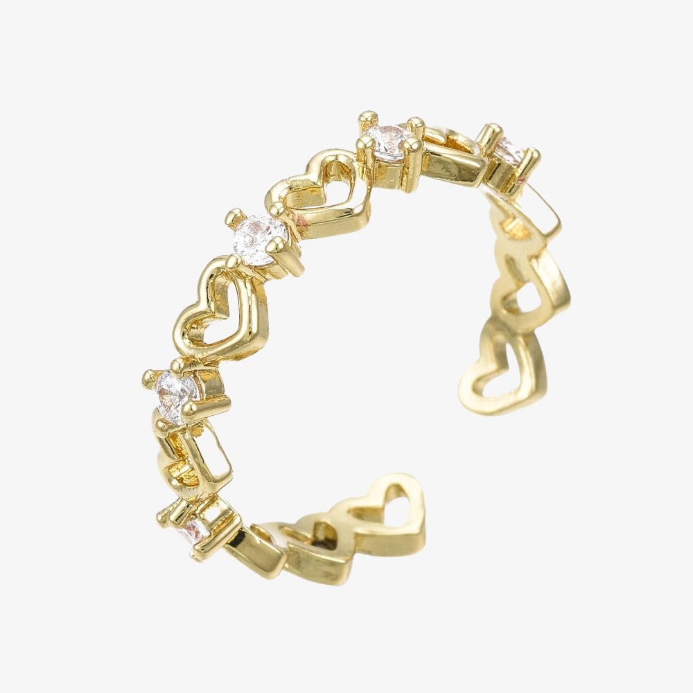 Gold Plated Cubic Zirconia Bella Heart Ring - Ivy London Studio