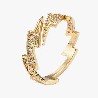 Gold Plated Cubic Zirconia Bolt Ring - Aria - Ivy London Studio