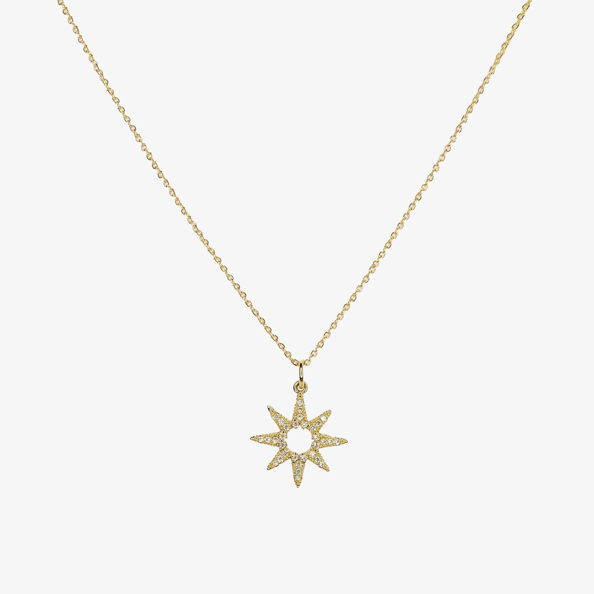 Gold Plated Cubic Zirconia Celestial Star Necklace - Ivy London Studio