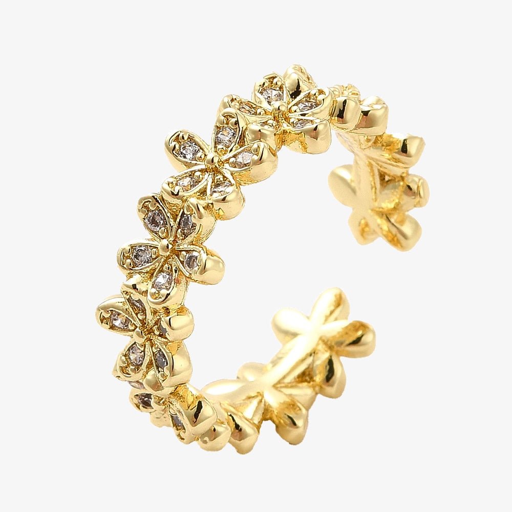 Gold Plated Cubic Zirconia Daisy Ring - Amelia - Ivy London Studio