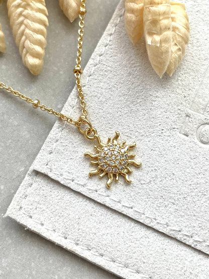 Gold Plated Cubic Zirconia Daystar Necklace - Ivy London Studio