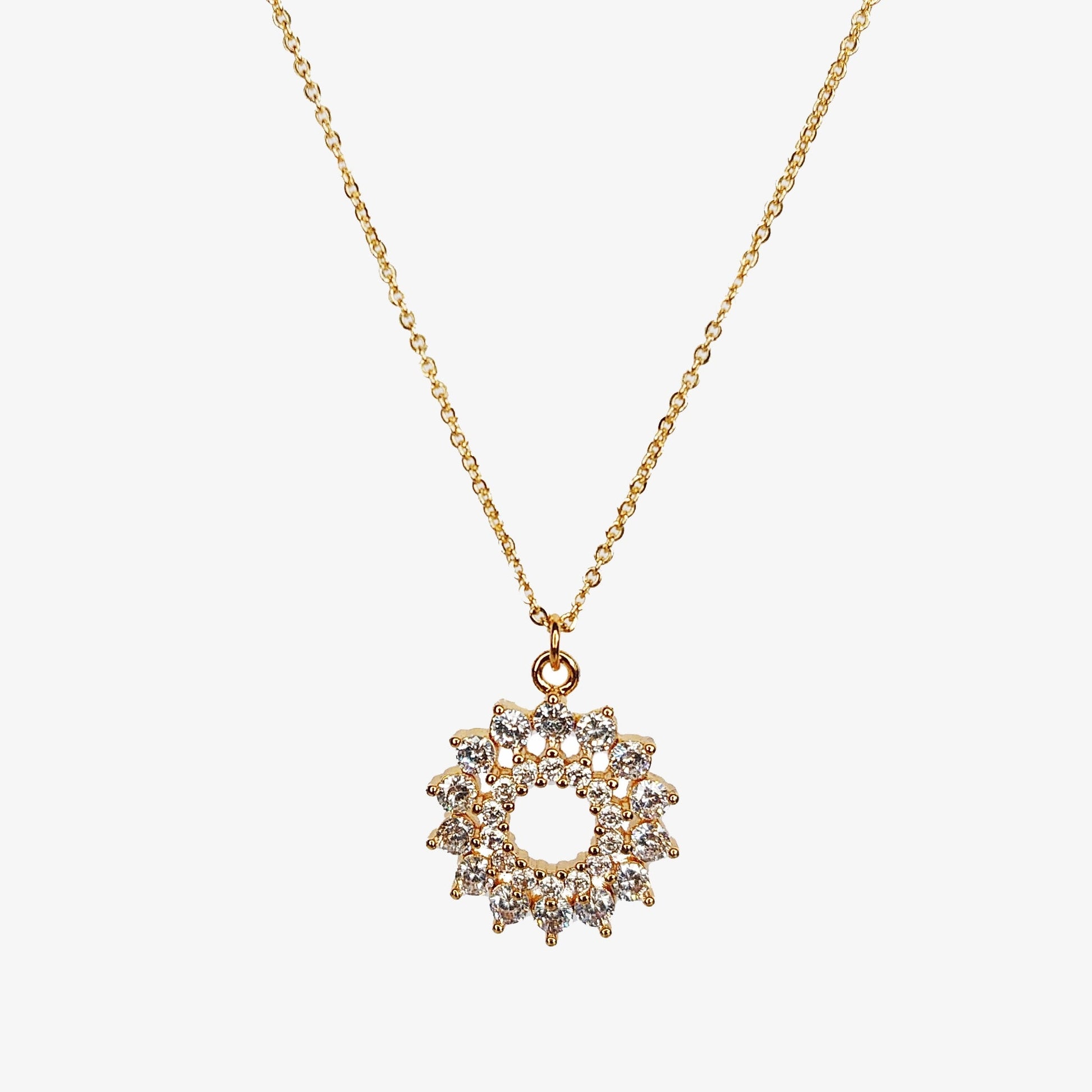 Gold Plated Cubic Zirconia Mandala Necklace - Ivy London Studio