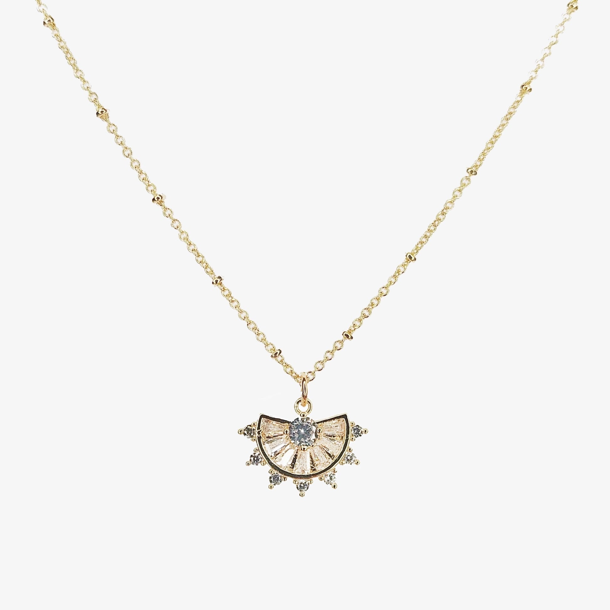 Gold Plated Cubic Zirconia Necklace - Ari - Ivy London Studio