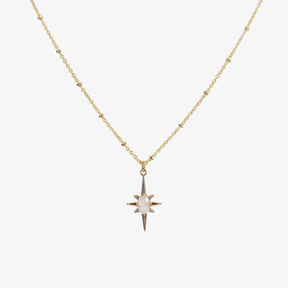 Gold Plated Cubic Zirconia North Star Necklace - Ivy London Studio