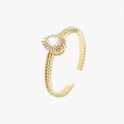 Gold Plated Cubic Zirconia Peardrop Ring - Ivy London Studio