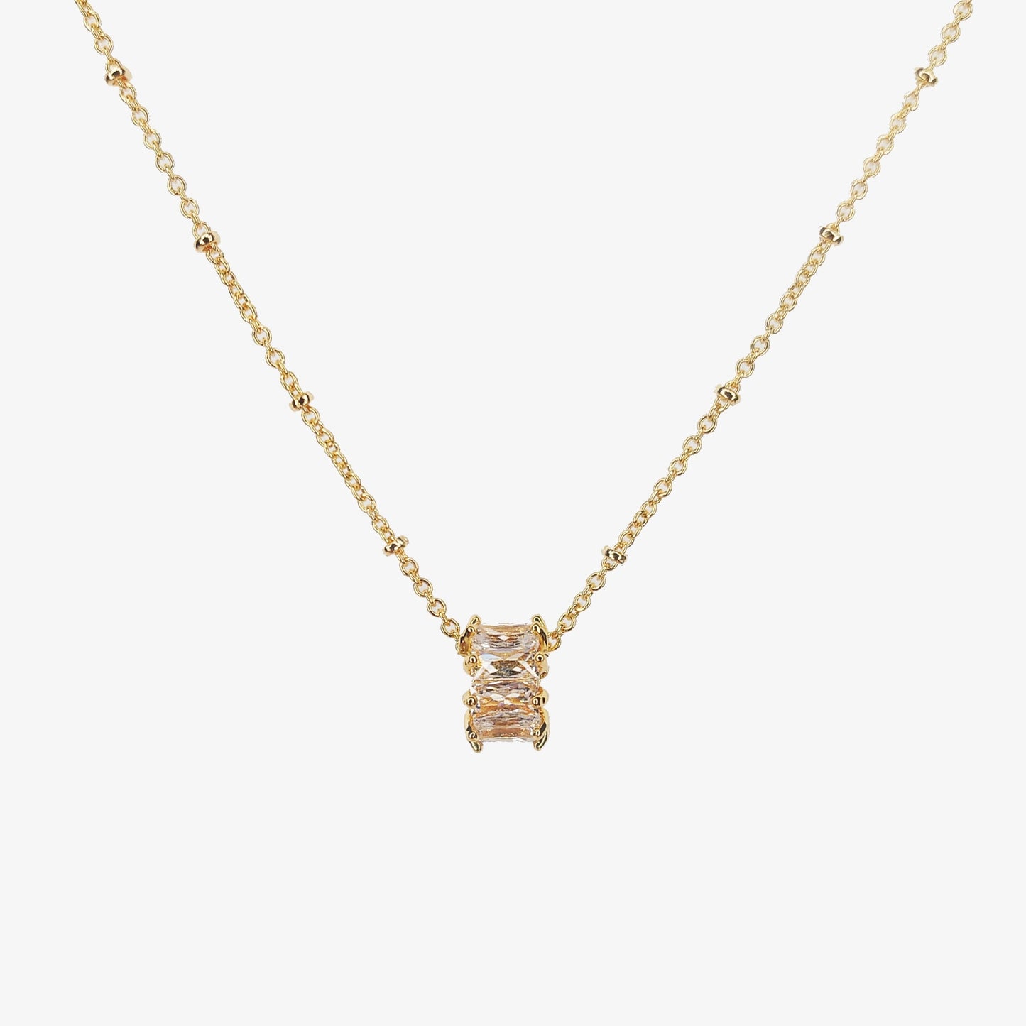 Gold Plated Cubic Zirconia Polo Necklace - Ivy London Studio