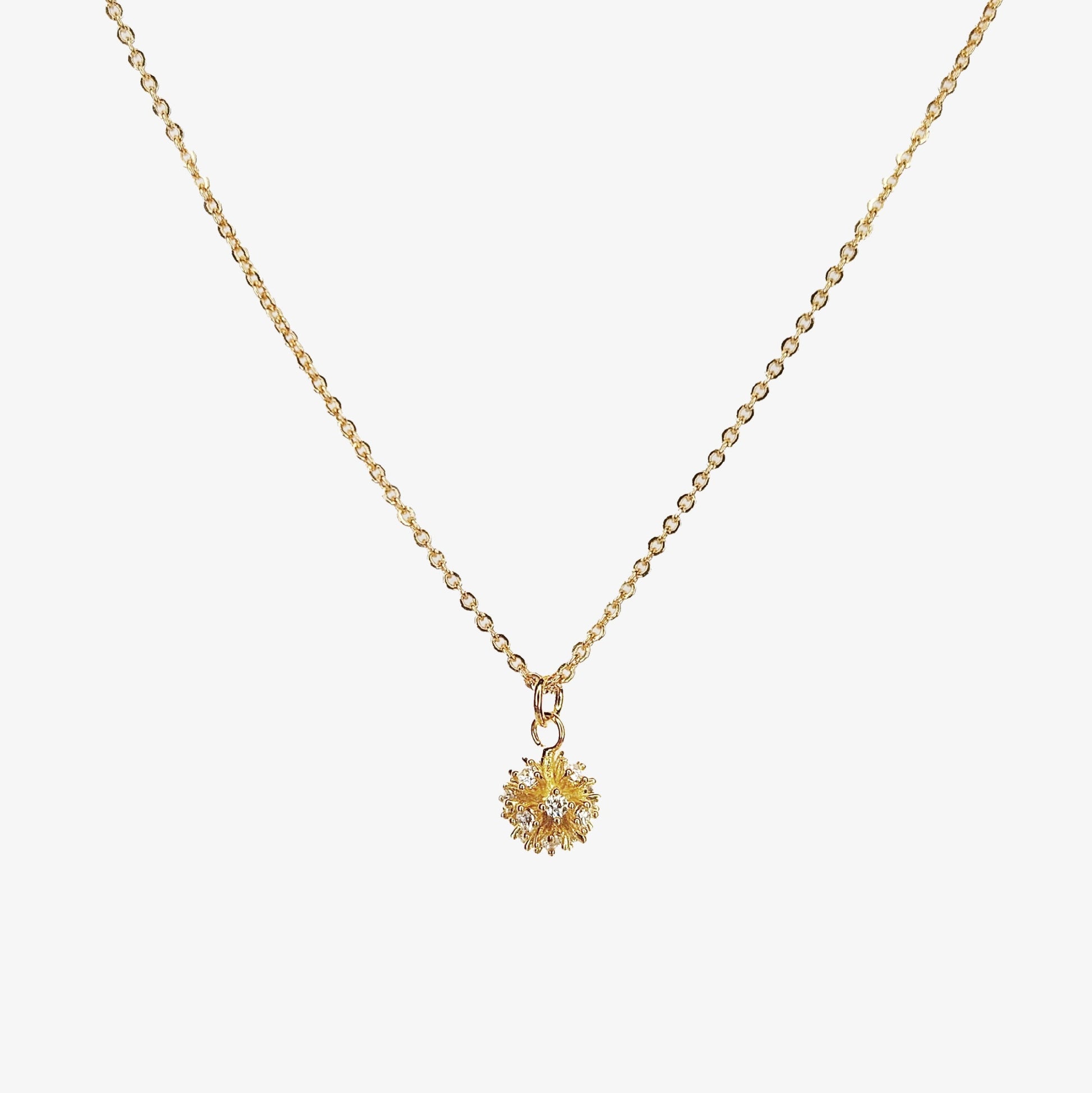 Gold Plated Cubic Zirconia Spike Ball Necklace - Ivy London Studio