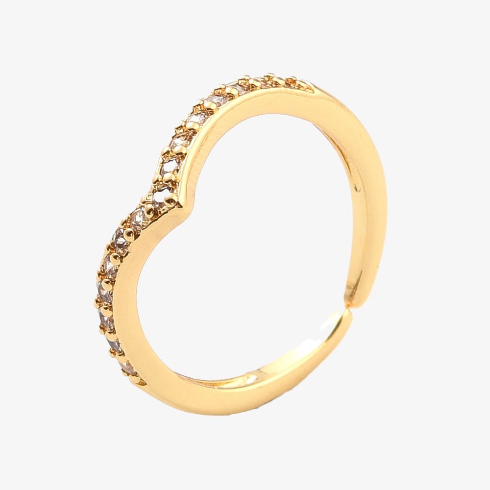 Gold Plated Cubic Zirconia Sweetheart Ring - Ella - Ivy London Studio