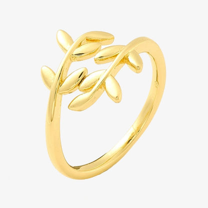 Gold Plated Olive Leaf Ring - Ivy London Studio