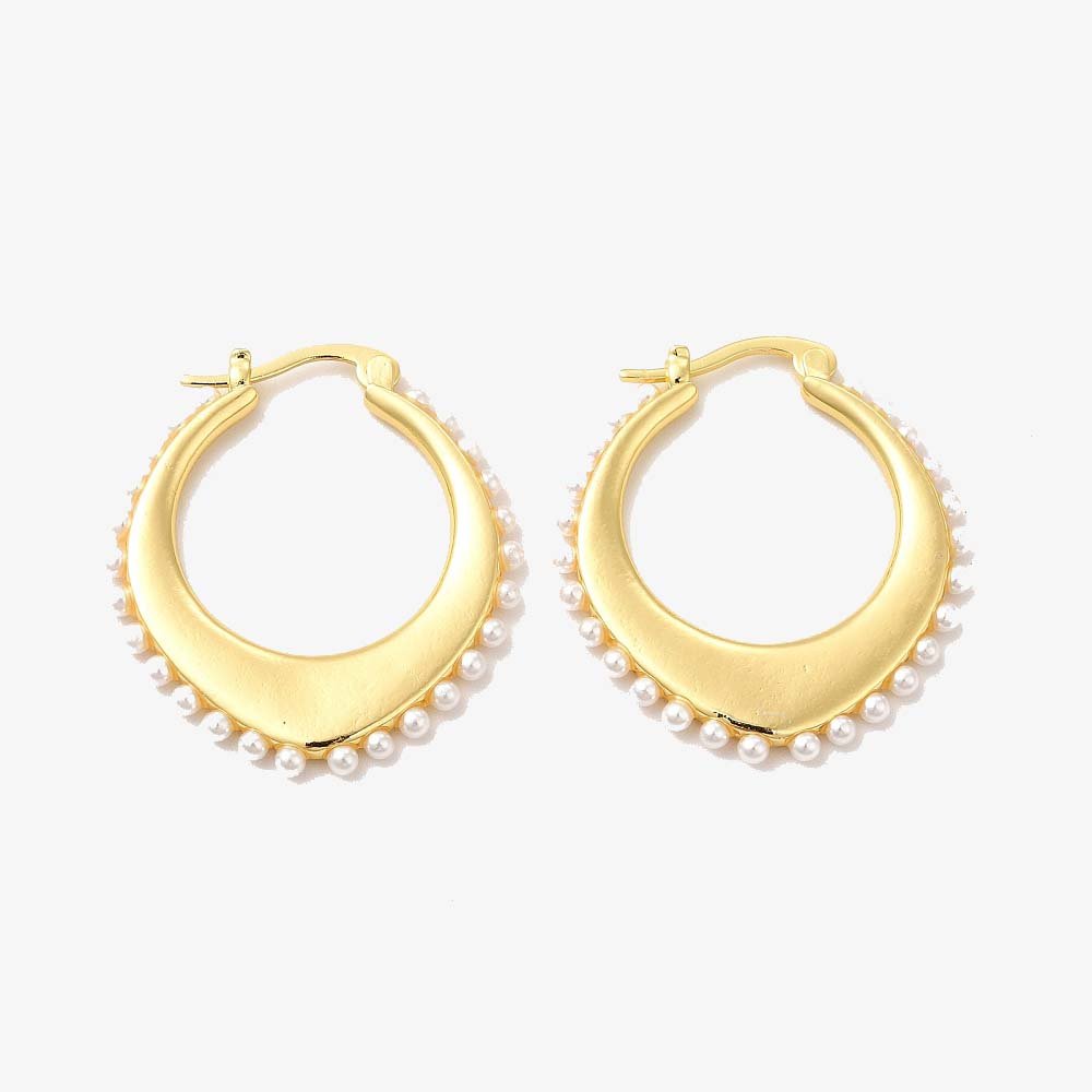 Gold Plated Pearl Hoop Earrings - Ophelia - Ivy London Studio