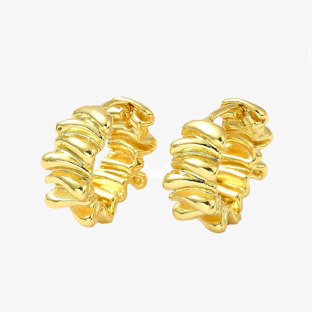 Gold Plated Ripple Earrings - Sara - Ivy London Studio