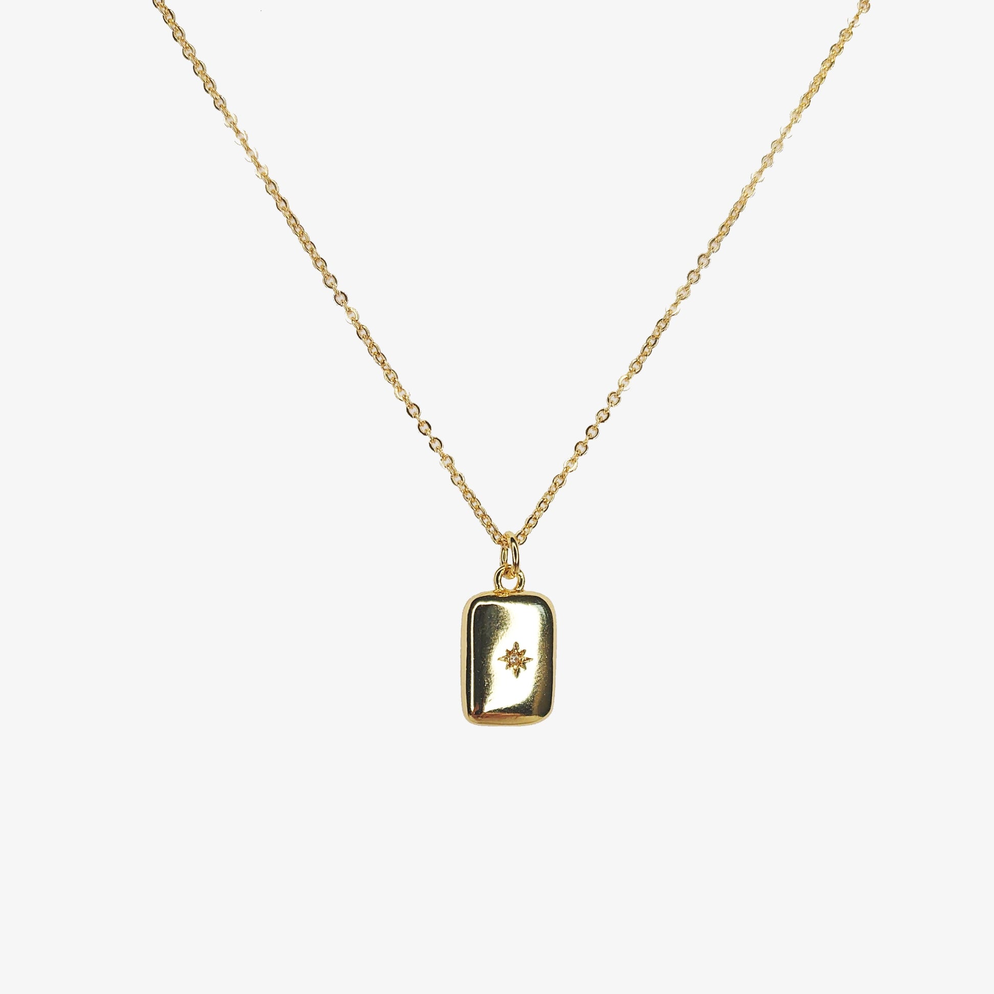 Gold Plated Solio Rectangle Pendant Necklace - Ivy London Studio